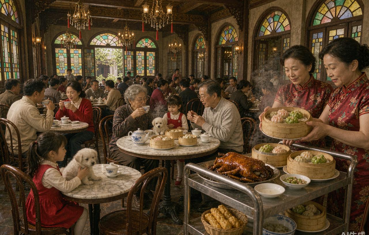Cantonese morning tea with dim sum trolleys